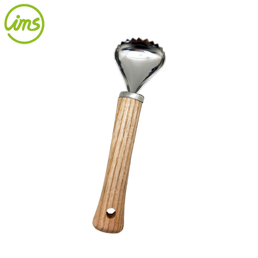 Stainless Steel Fish Scale Remover with Wooden Handle – Safe & Efficient Fish Scaler